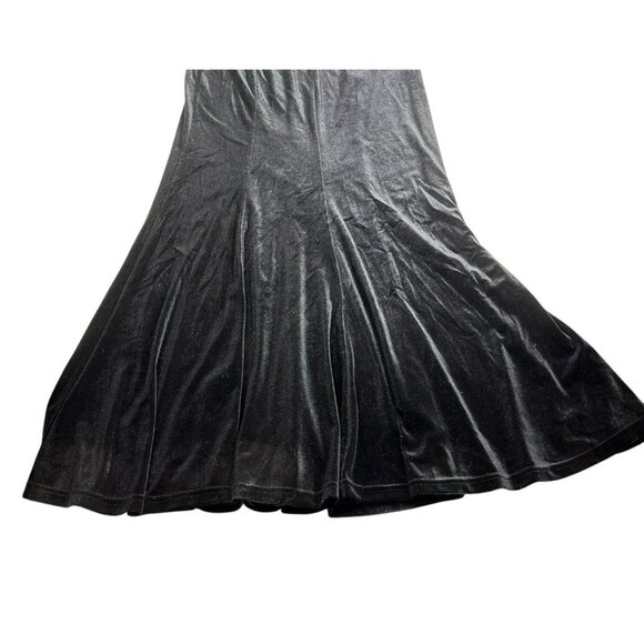 Black Velvet Maxi Mermaid Skirt Size M Back Zipper Belt Loops Shein Whimsygoth W - Picture 3 of 9